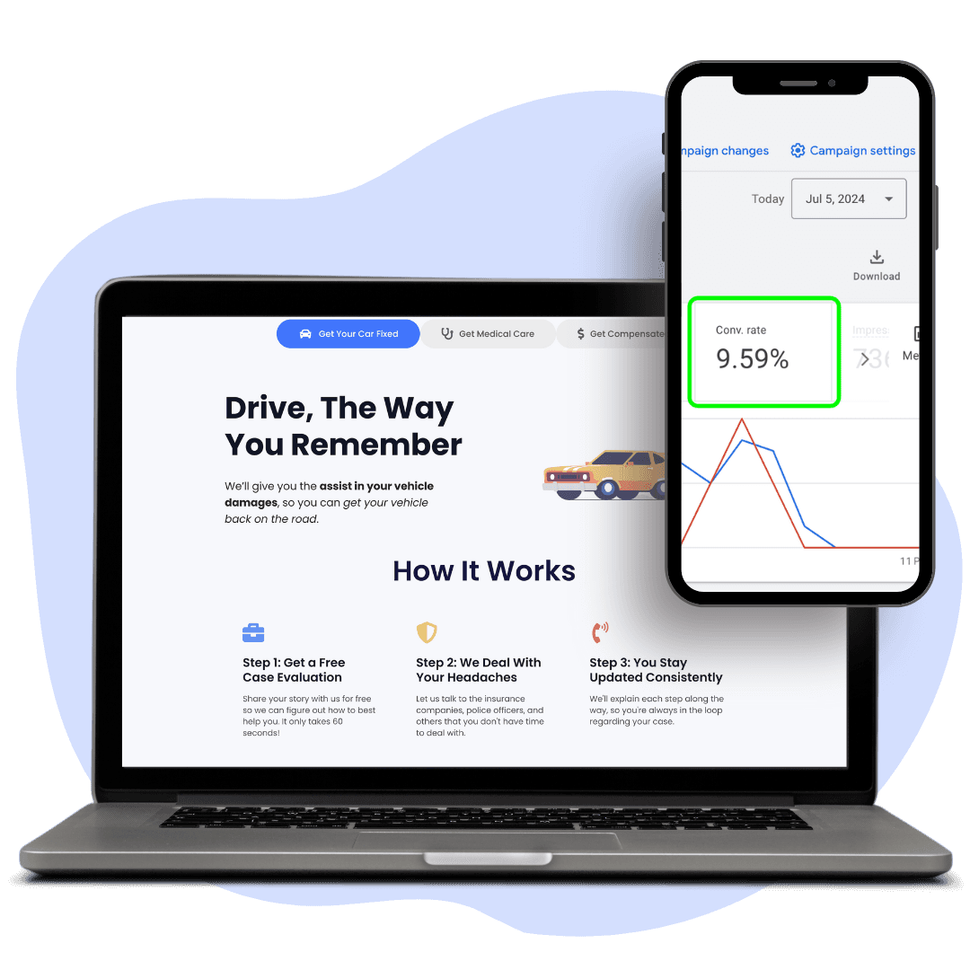 Kronos Law landing page mockup, third view